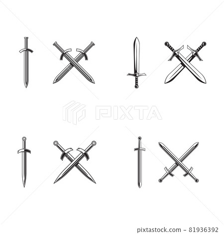 knight swords isolated on white background - Stock Illustration ...