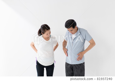 Senior couple sportswear diet worries Senior couple sportswear diet worries 81937240