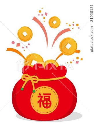 Chinese New Year, bag Japanese coin-like comics vector amount, character translation: Fukuki 81938121