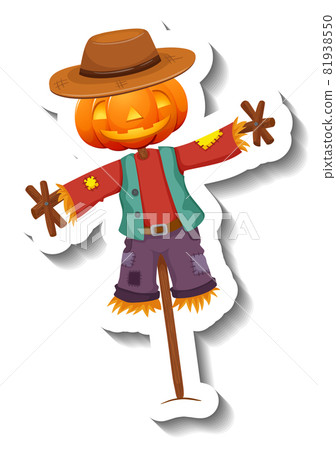 Scarecrow with pumpkin head on white background Scarecrow with pumpkin head on white background 81938550