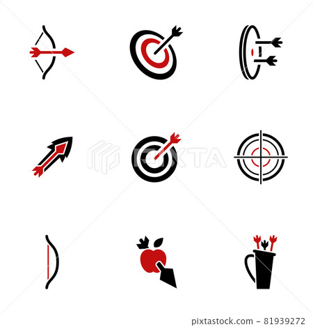 Icons for theme archery , vector, icon, set. White background Icons for theme archery , vector, icon, set. White background 81939272