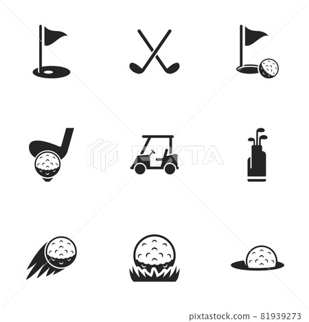 Icons for theme golf, vector, icon, set. White background 81939273