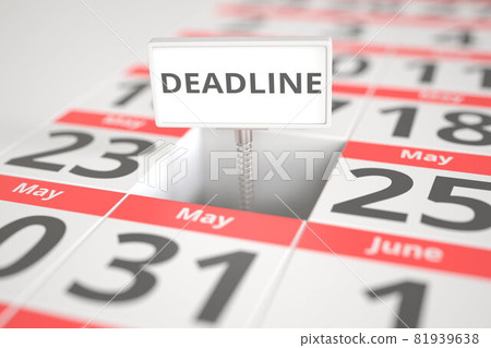 DEADLINE sign on May 24 in a calendar, 3d rendering DEADLINE sign on May 24 in a calendar, 3d rendering 81939638
