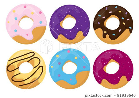 Glazed donuts set. Donuts icons. Bright tasty donuts . 81939646