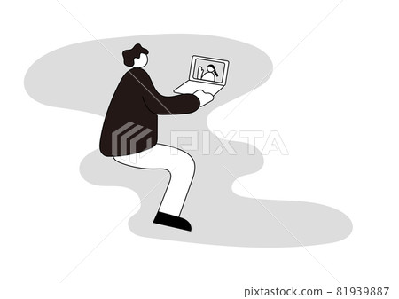 一個人撥打遠程電話的插圖 一個人撥打遠程電話的插圖 81939887