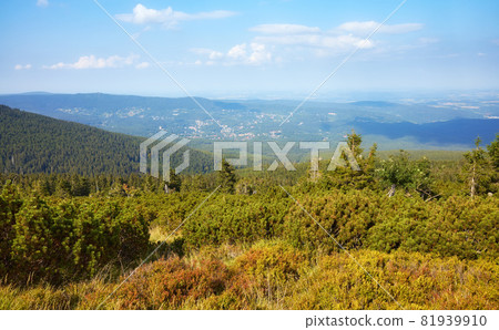 Giant mountains scenery with Szklarska Poreba in distance, Poland. 81939910