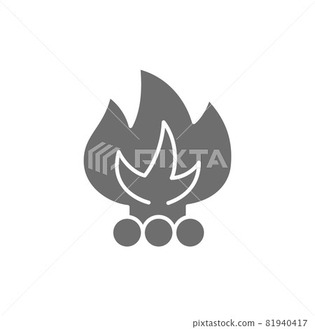 Vector bonfire, waste incineration, garbage grey icon. 81940417