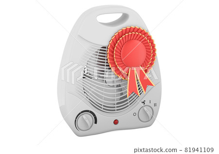 Fan heater with best choice badge, 3D rendering 81941109