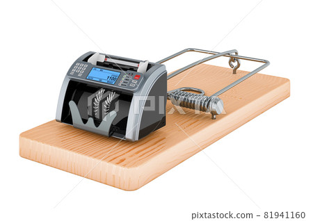 Banknote counter inside mousetrap, 3D rendering Banknote counter inside mousetrap, 3D rendering 81941160