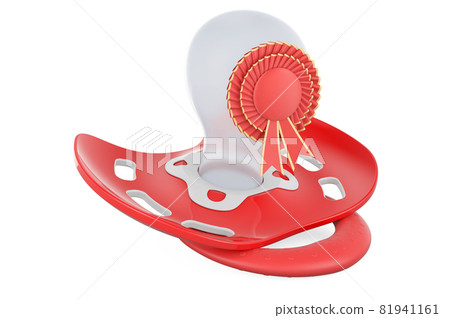 Baby pacifier with best choice badge, 3D rendering Baby pacifier with best choice badge, 3D rendering 81941161
