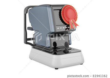 Auto refractometer with best choice badge, 3D rendering 81941162