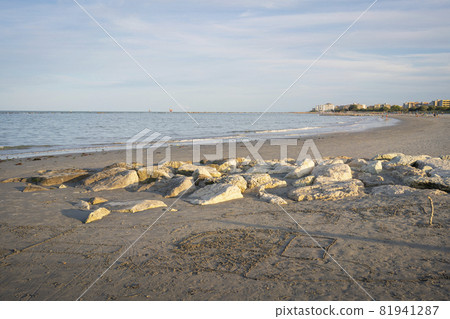 Sandy beach rocks and mediterranean sea Sandy beach rocks and mediterranean sea 81941287