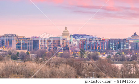 Boston Harbor skyline at twilight, Massachusetts Boston Harbor skyline at twilight, Massachusetts 81941550