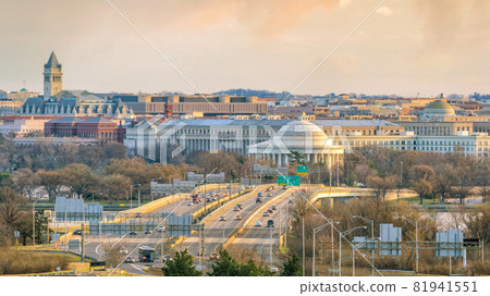 Boston Harbor skyline at twilight, Massachusetts 81941551