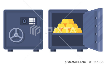 Bank safe gold bar, ingnots. Flat vector cartoon illustration Bank safe gold bar, ingnots. Flat vector cartoon illustration 81942138