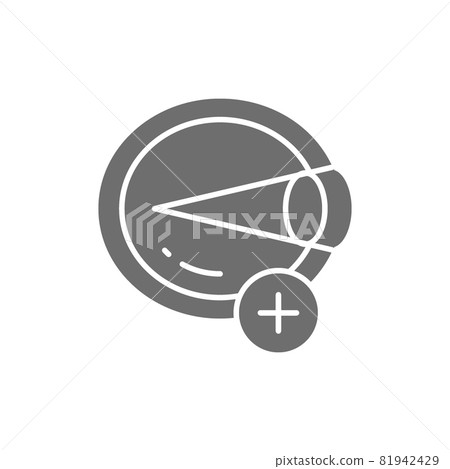 Vector hyperopia, eye disease, astigmatism grey icon. 81942429