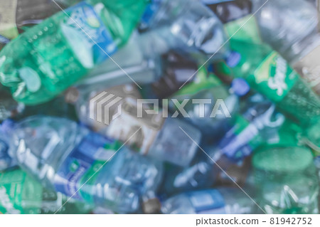 Blurred background of plastic waste, recycling and recycle garbage 81942752