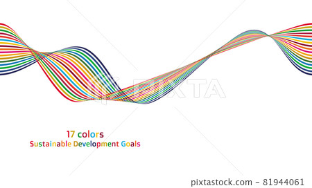 Sustainable Development Goals Image of SDGs Beautiful curved wallpaper vector composed of 17 colors 81944061