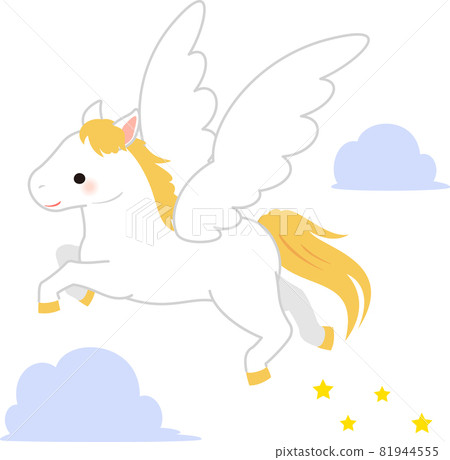 在天空中飛翔的白色飛馬 81944555