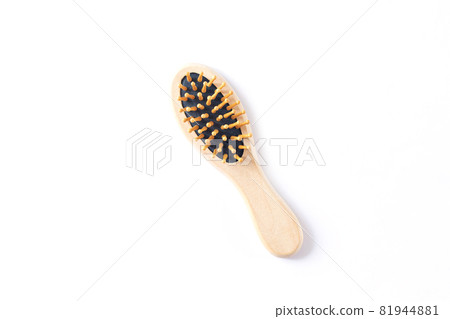 Wood massage hair brush isolated on white background Wood massage hair brush isolated on white background 81944881