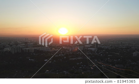 Red sunset over the city of Almaty. Red sunset over the city of Almaty. 81945365