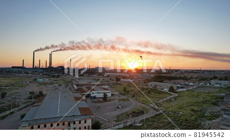 An epic sunset with a view of the smoking factory An epic sunset with a view of the smoking factory 81945542