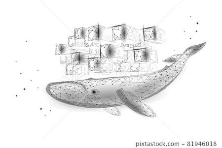 Whale and container computer docker developer app concept. Business digital open source program. Data coding steering 3D low polygonal vector line illustration Whale and container computer docker developer app concept. Business digital open source program. Data coding steering 3D low polygonal vector line illustration 81946018