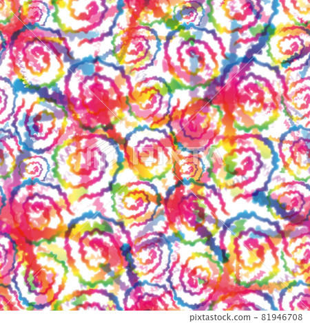 Hippie Tie Dye Rainbow LGBT Swirl Seamless Pattern in Abstract Background Style. Colorful Shibori Psychedelic Texture with Spiral Shape 81946708