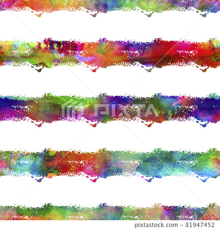 Watercolor Brush Stripes Seamless Pattern Grange Geometric Design in Rainbow Color. Modern Strokes Grung Collage Background for kids fabric and textile 81947452
