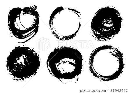 Vector Set of brush Circle Round Black color on white background. Hand painted grange elements. Ink drawing. Dirty artistic design . Place for text, quote, information, company name. Vector Set of brush Circle Round Black color on white background. Hand painted grange elements. Ink drawing. Dirty artistic design . Place for text, quote, information, company name. 81948422