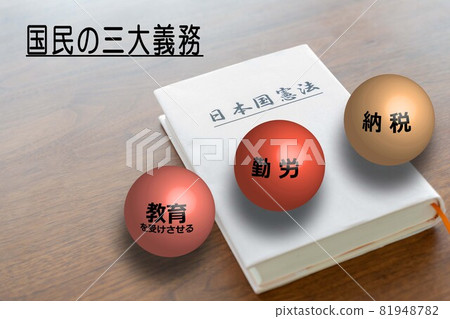 日本憲法 國民的三大義務(教育、勞動、納稅) 日本憲法 國民的三大義務(教育、勞動、納稅) 81948782
