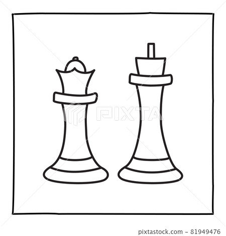 Chess pieces thin line icons king queen Royalty Free Vector