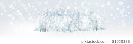 Vector  snowy, winter wonderland scene with forest. Winter landscape. 81950326