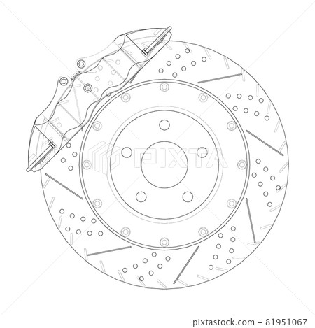 Brake disc outline. Vector 81951067
