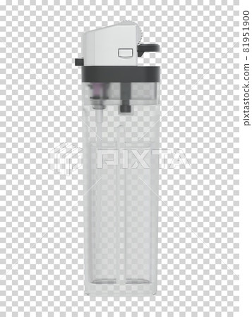 Plastic transparent classic lighter isolated on checkered background 81951900