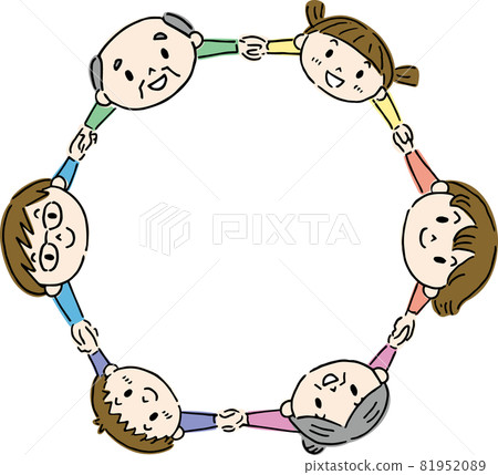 一家人圍成一圈手牽手 81952089