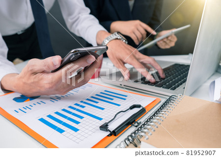 Business team present, professional investor working new start up project, Finance managers meeting,computer design smart phone using Business team present, professional investor working new start up project, Finance managers meeting,computer design smart phone using 81952907