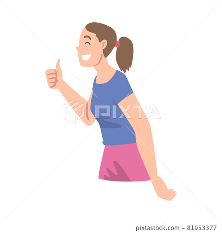 Female with Thumb Up as Social Media Follower and Subscriber Showing Adoration Vector Illustration 81953377