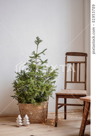 Zero waste Christmas concept. New Year's interior in eco-style and 81953789
