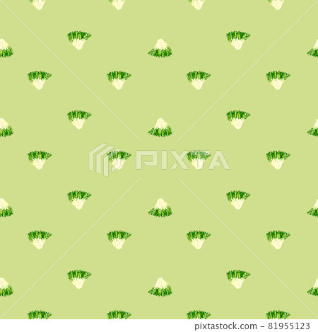 Seamless pattern frisee salad on light green background.Minimalistic ornament with lettuce. 81955123