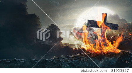 Graves fire burn with the moon in the background Graves fire burn with the moon in the background 81955537