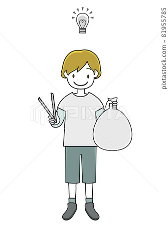 A boy who volunteers to pick up trash (image of inspiration such as ideas for trash reduction) A boy who volunteers to pick up trash (image of inspiration such as ideas for trash reduction) 81955785