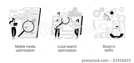 SEO strategy abstract concept vector illustrations. 81956035