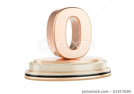 Golden 0 on the podium, award concept. 3D rendering 81957690