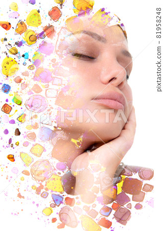 Paintography. Bright colorful double exposure portrait Paintography. Bright colorful double exposure portrait 81958248