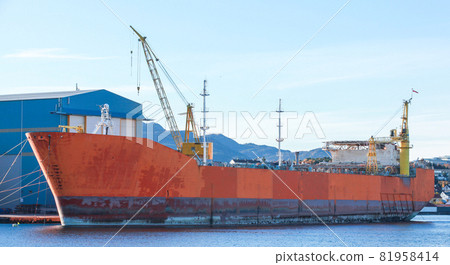 Floating Storage Production vessel with red hull 81958414