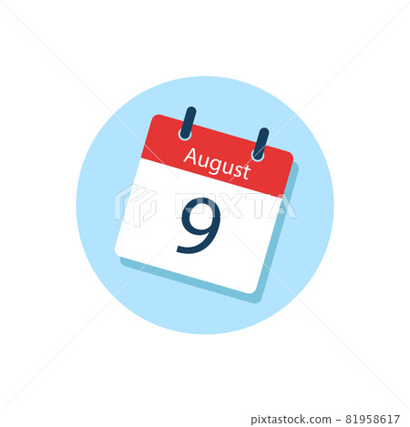 White daily calendar Icon August in a Flat... - Stock Illustration ...