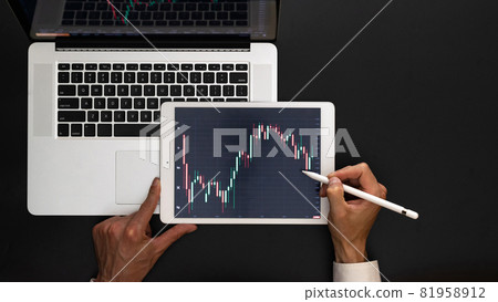 Global currency. Finance application for sell, buy and analysis profit dividend statistics. Investment business technology app on digital screen. Invest investor background. Global currency. Finance application for sell, buy and analysis profit dividend statistics. Investment business technology app on digital screen. Invest investor background. 81958912
