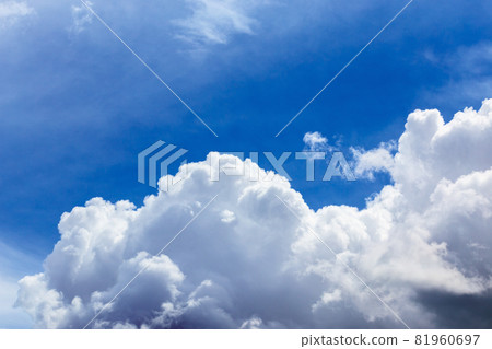 Regular summer clouds on blue sky at daylight in continental europe. Close shot wit telephoto lens Regular summer clouds on blue sky at daylight in continental europe. Close shot wit telephoto lens 81960697
