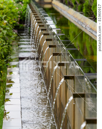 A beautiful waterway in a park where water flows A beautiful waterway in a park where water flows 81960917
